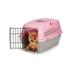 Small Dog Cat Pet Travel Crate Lightweight Pet Carrier Plastic & Wire Kennel Cab(Small Peony)