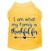 Mirage Pet I Am What My Family is Thankful For Screen Print Dog Shirt Yellow XXL