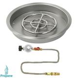 American Fireglass Round Stainless Steel Drop-in Pan with Match Light Propane Fire Pit Kit (Set of 2)