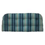 RSH DÃ©cor Indoor Outdoor Blue Prints Single 41 x19 Tufted Wicker Loveseat Settee Cushion Weather Resistant Terrace Caribe Teal Blue Herringbone Stripe