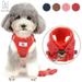 Gustave Pet Dog Vest Harness and Leash Set Adjustable Reflective Safety Vest Soft Corduroy Mesh Padded For Puppy Dogs Cats Outdoor Red Size S