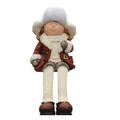 19 Sitting Young Girl in Faux Fur Trapper Hat Christmas Figure