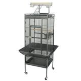 ZENSTYLE 61 Large Bird Cage with Rolling Stand Parrot Chinchilla Finch Cage Macaw Conure Cockatiel Cockatoo Pet House Wrought Iron Birdcage Black