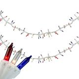 Northlight 105-Count Red Clear and Blue Patriotic Mini Light Garland 5.6 White Wire