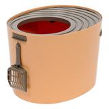 IRIS Medium Top Entry Cat Litter Box Orange/Brown