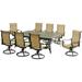 Hanover Brigantine 9-Piece Aluminum Outdoor Dining Set with Cast-Top Table and Rockers Seats 8