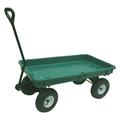 Farm Tuff Durable Plastic Deck Garden Wagon Utility Cart with Four Pneumatic Tires Green 20 x 38