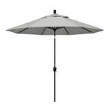 California Umbrella 9 Rd. Aluminum Patio Umbrella Crank Lift with Push Button Tilt Black Finish Sunbrella Fabric Granite