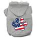 Mirage Pet 62-17-01 XLGY Patriotic Paw Screen Print Pet Hoodie Grey - Extra Large