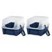 IRIS USA Open-Top Cat Litter Box with Shield and Scoop Navy 2 Pack
