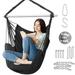 Large Hammock Chair Swing Relax Hanging Rope Swing Chair with Detachable Metal Support Bar & Two Seat Cushions Cotton Hammock Chair Swing Seat for Yard Bedroom Patio Porch Indoor Outdoor