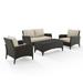 Crosley Kiawah 4 Piece Outdoor Wicker Conversation Set in Sand