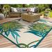 Couristan Covington Jungle Leaves Indoor/Outdoor Area Rug 8 x 11 Ivory-Forest Green