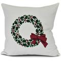 Simply Daisy Holly Wreath Floral Print Outdoor Pillow