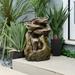 Alpine Corporation Rainforest 4-Tiered Fountain with LED Lights 22 Inch Tall