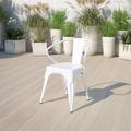 Flash Furniture Commercial Grade 4 Pack White Metal Indoor-Outdoor Chair with Arms