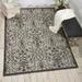 Nourison Garden Party Indoor/Outdoor Transitional Damask Ivory/Charcoal 5 3 x 7 3 Area Rug (5 x 7 )