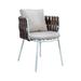 LeisureMod Spencer Modern Rope Frame Outdoor Cushioned Dining Chair Brown