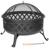 Dagan Diamond Style Wood Burning Fire Pit with 29.5 in. Dia. Fire Bowl & 7 in. Clearance Black