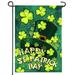 Anley Premium Happy St. Patrick s Day Garden Flag Green Hat with Clover Garden Flags Double Sided - 18 x 12.5 Inch