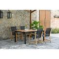 Amazonia Loches Teak Finish & Aluminum 5 Pieces Extendable Rectangular Patio Dining Set