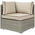 Modern Contemporary Urban Design Outdoor Patio Balcony Garden Furniture Sofa Corner Chair Sunbrella Rattan Wicker Light Gray Beige