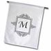 3dRose Initial letter M personal monogrammed fancy black and white typography elegant stylish personalized - Garden Flag 12 by 18-inch