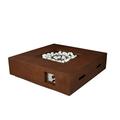 Lexora Home Brenta Outdoor Gas Fire Pit Table with Burner Kit in Rustic Brown