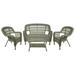 4-Piece West Bay Driftwood Resin Wicker Outdoor Patio Conversation Set