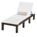 Outdoor Brown Wicker Chaise Lounge with Cushion