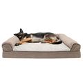 FurHaven Pet Products Faux Fleece & Chenille Cooling Gel Top Sofa Pet Bed for Dogs & Cats - Cream Jumbo Plus
