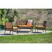 Thy-Hom Teaset 4 Piece Patio Bitro Set Outdoor Conversation Set in Brown/Orange