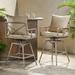 Hatteras Outdoor Adjustable Height Swivel Barstools Set of 2 Grey and Brass