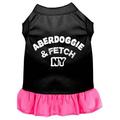 Mirage Pet Aberdoggie NY Screen Print Dress Black with Bright Pink Lg