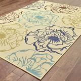 Style Haven Catalina Blossom Indoor-Outdoor Area Rug Cream/Blue 7 10 x 10 10 7 x 9 Outdoor Indoor Living Room Patio Dining Room Blue Green