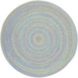 Rhody Rug Playful Indoor/Outdoor Braided Area Rug Aqua Blue 6 Round Synthetic Nylon Polypropylene Border Antimicrobial Stain Resistant 6 Round