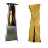 SUNHEAT International Contemporary Triangle Design Portable Propane Patio Heater Stainless Steel with Triangle Patio Heater Cover