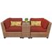 Bowery Hill 3 Piece Outdoor Wicker Sofa Set in Terracotta