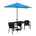 Blue Star Group Terrace Mates Daniella All-Weather Wicker Java Color Table Set w/ 9 -Wide OFF-THE-WALL BRELLA - Pacific Blue Sunbrella Canopy