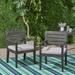 Zoe Outdoor Acacia Wood Dining Chairs with Cushions Set of 2 Sandblast Dark Grey Light Gray