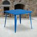 Emma + Oliver Commercial Grade 35.5 Square Blue Metal Indoor-Outdoor Table