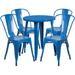 Flash Furniture Chauncey Commercial Grade 24 Round Blue Metal Indoor-Outdoor Table Set with 4 Cafe Chairs