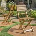 Bristle Outdoor Acacia Wood Foldable Dining Chairs Set of 2 Natural Finish