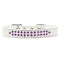 Mirage Pet Two Row Purple Crystal Size 20 White Dog Collar