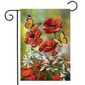 Hello Spring Butterflies Floral Garden Flag Poppies 12.5 x 18 Briarwood Lane