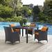 Modway Convene 5 Piece Outdoor Patio Dining Set in Espresso Orange