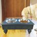 Raised Wooden Pet Double Diner with Stainless Steel Bowls - Charcoal Gray - Large