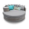 Bowery Hill Round Patio Wicker Daybed in Gray