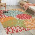 Nourison Tropical Oasis Indoor/Outdoor Modern Floral Green 2 8 x 4 Area Rug (3 x 4 )