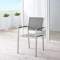 Modway Shore Outdoor Patio Aluminum Dining Chair in Silver Gray
